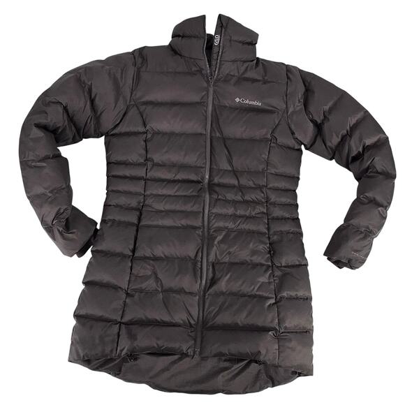 Columbia Duck Down 650 Midlength Puffer Coat Womens Medium Gray Omni-Heat - Picture 1 of 8